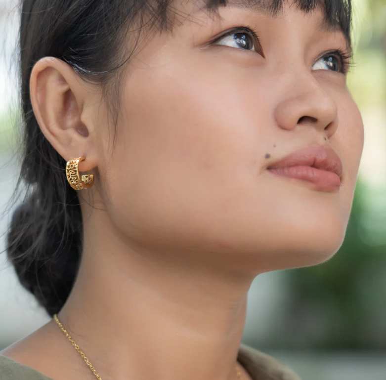 I Am Brave Mini Hoop Earrings